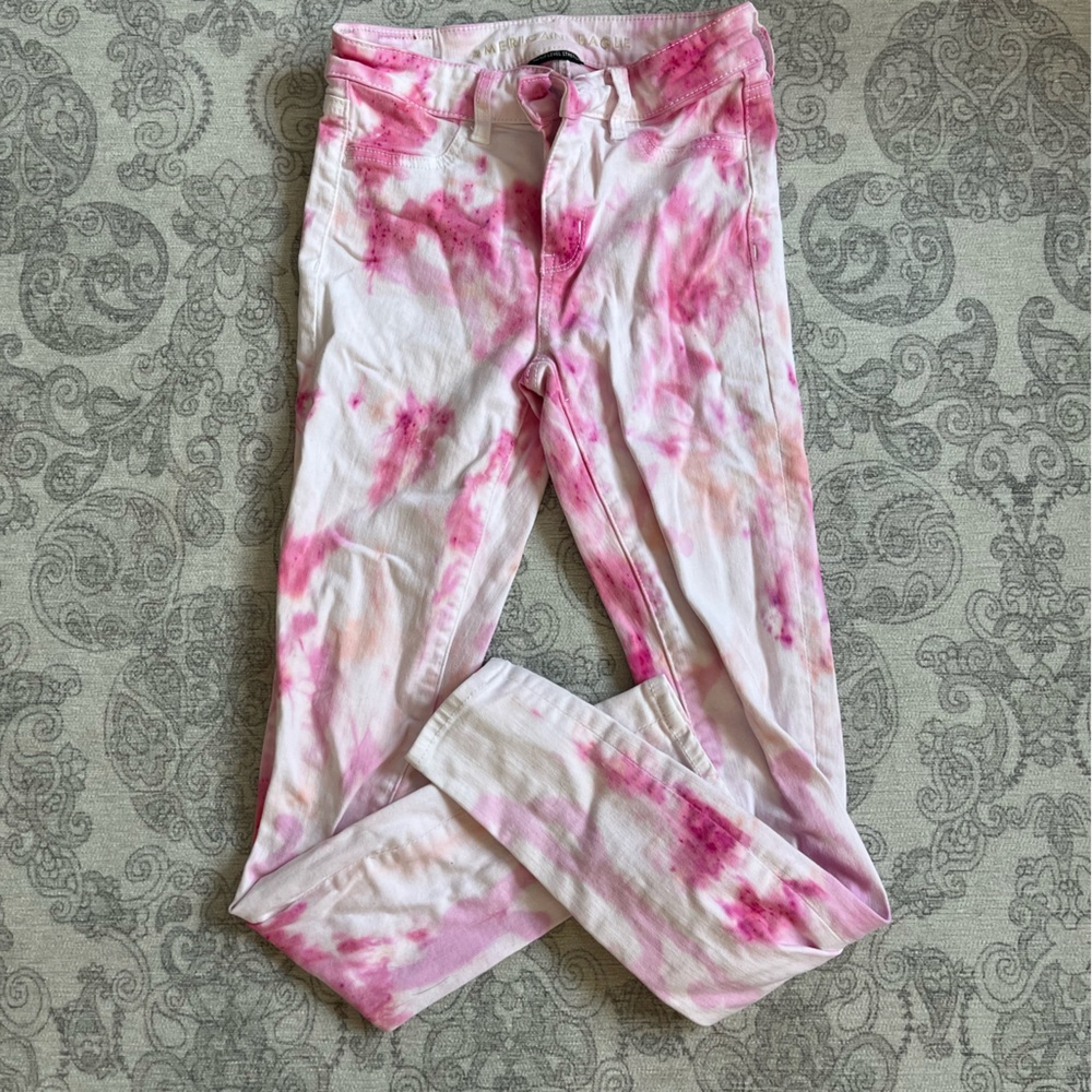 Pink tye dye jeans